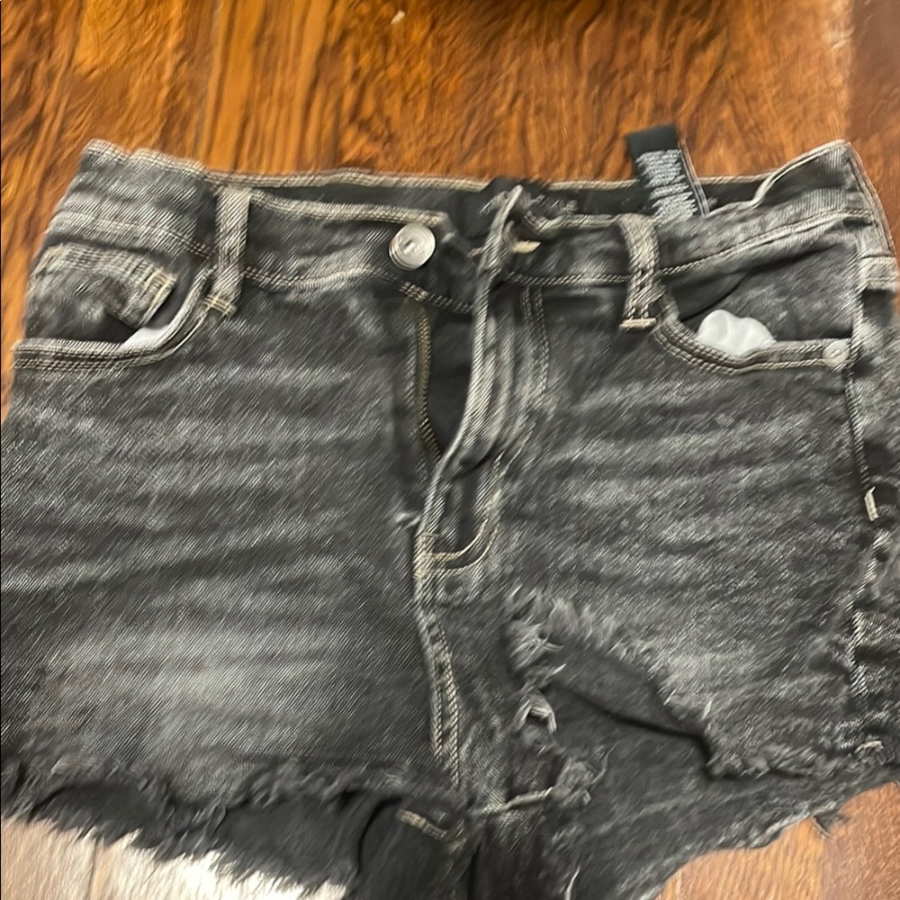 Black Distressed Denim Shorts